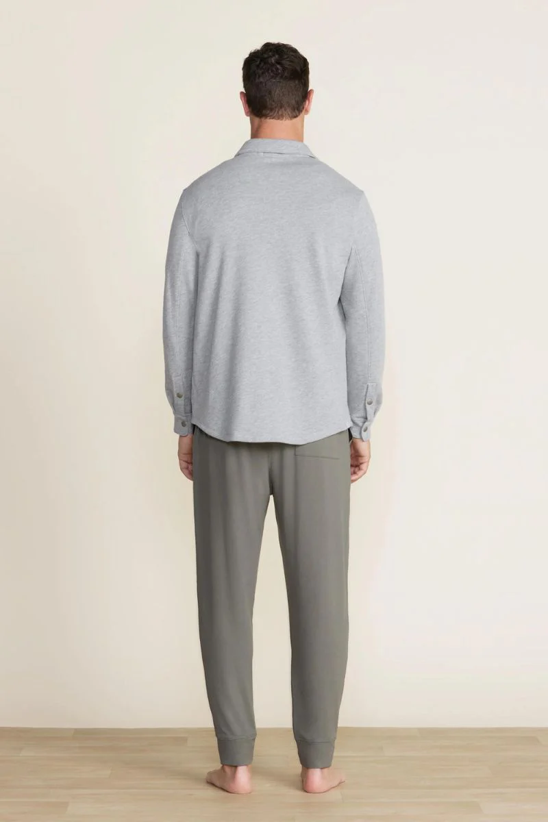 Barefoot Dreams Malibu Collection Unisex French Terry Shacket Gray - Image 3