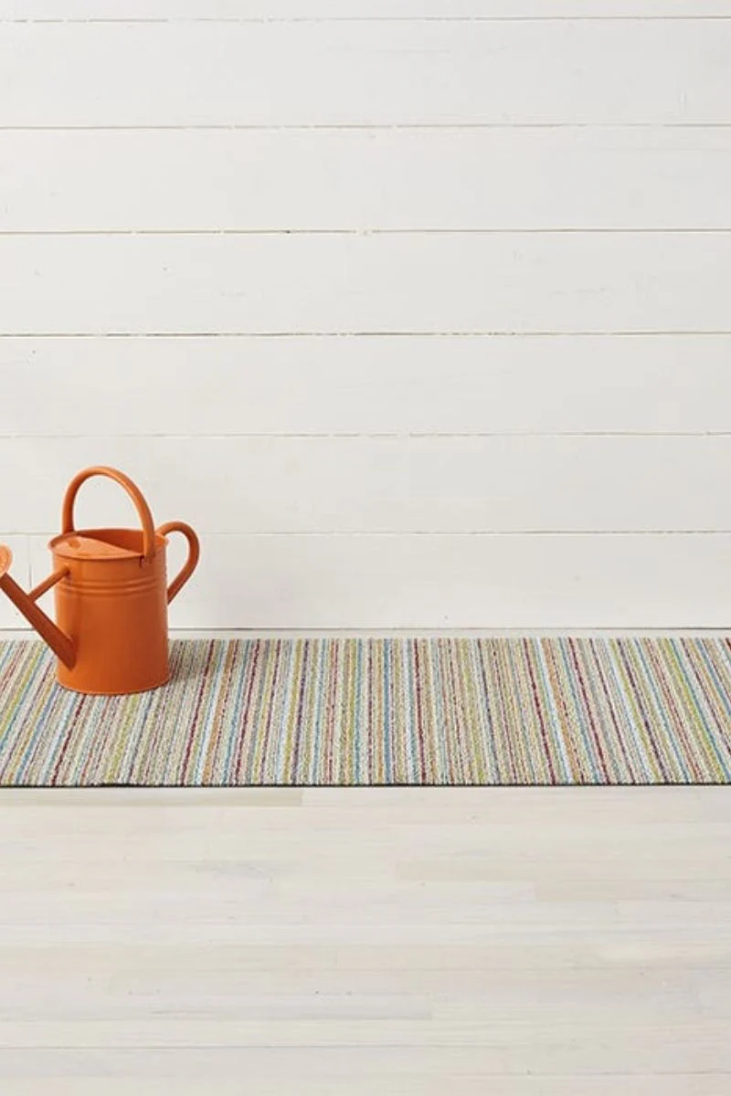 Chilewich Skinny Stripe Shag Doormat 18"x28" Soft Multi