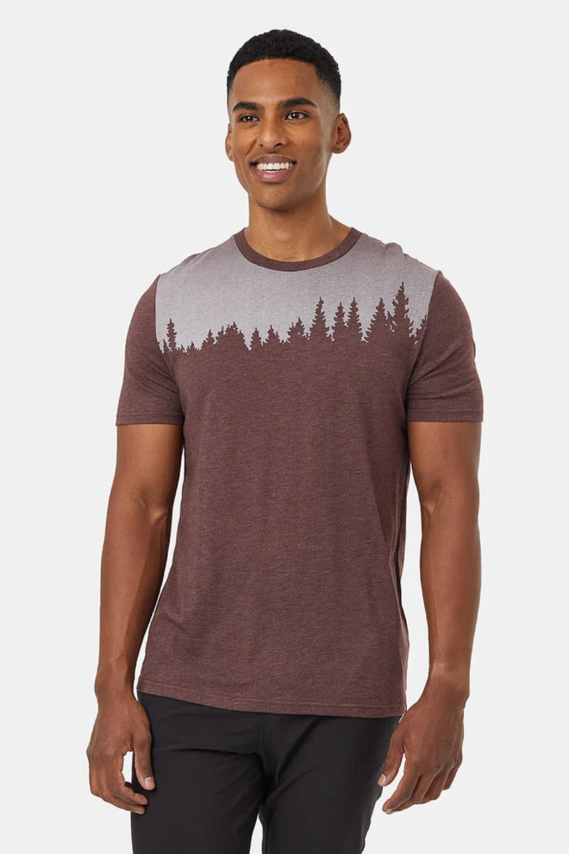Men T-Shirt Juniper Deep Mahogany Heather/White Large - Image 3