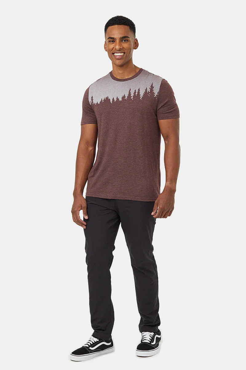 Men T-Shirt Juniper Deep Mahogany Heather/White Medium - Image 2
