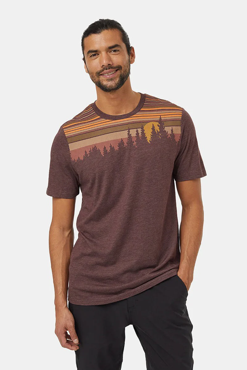 Men T-Shirt Retro Juniper Deep Mahogany Heather/Sandstone Small - Image 2