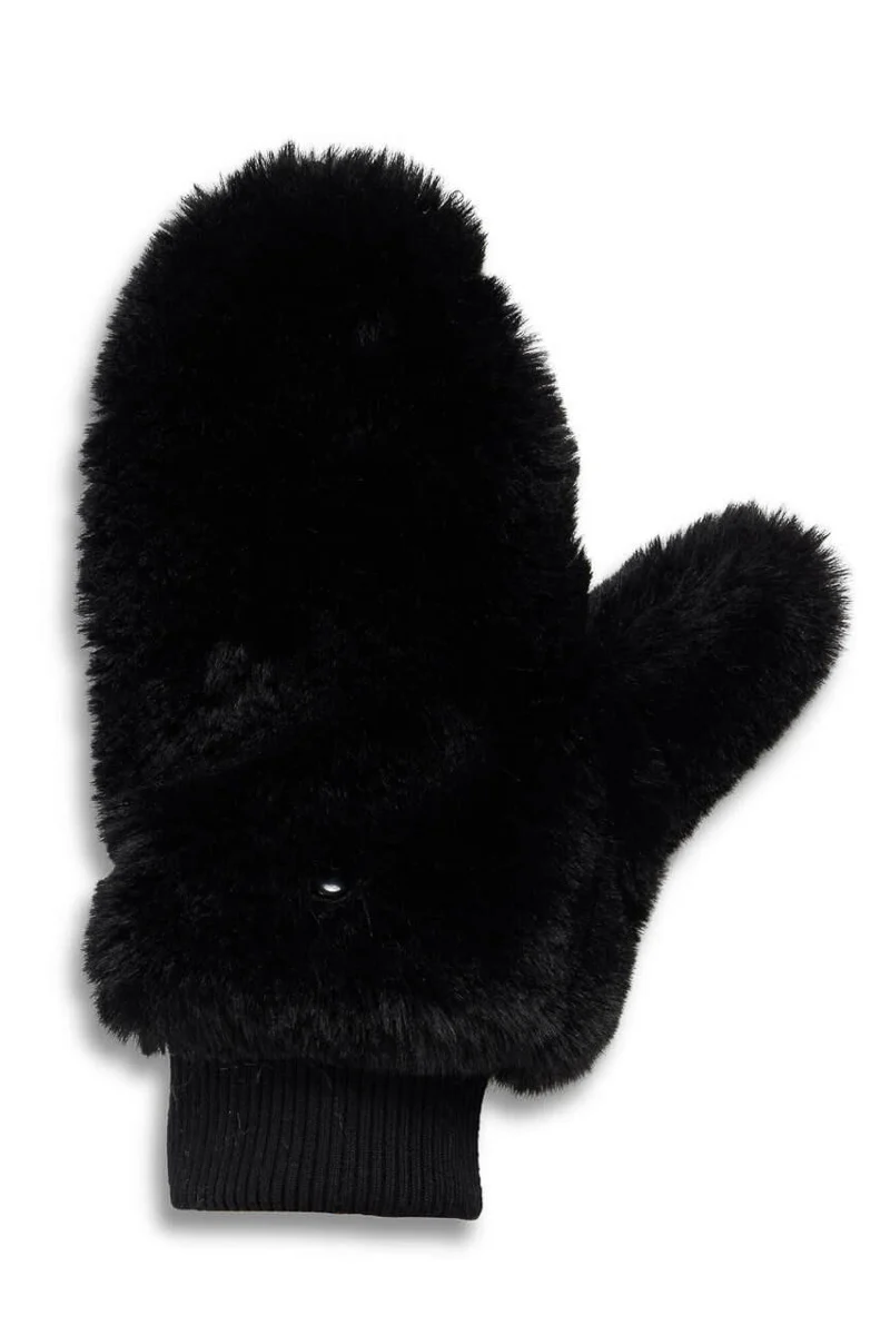 Fabulous Furs Faux Fur Le Mink Convertible Mittens Black - Image 2