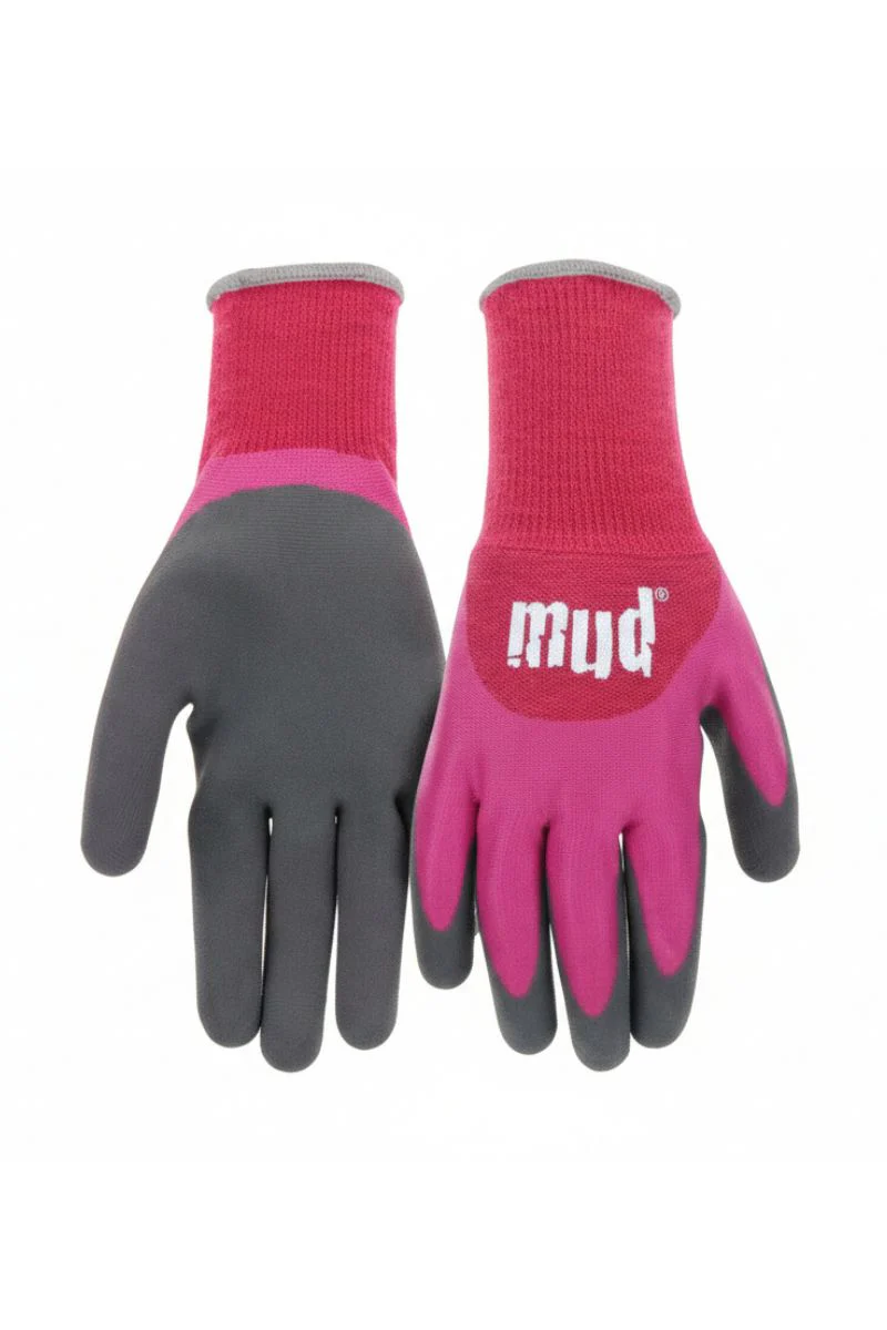 MUD Gloves Women's Bamboo Latex Dip Magenta Extra Small/Small