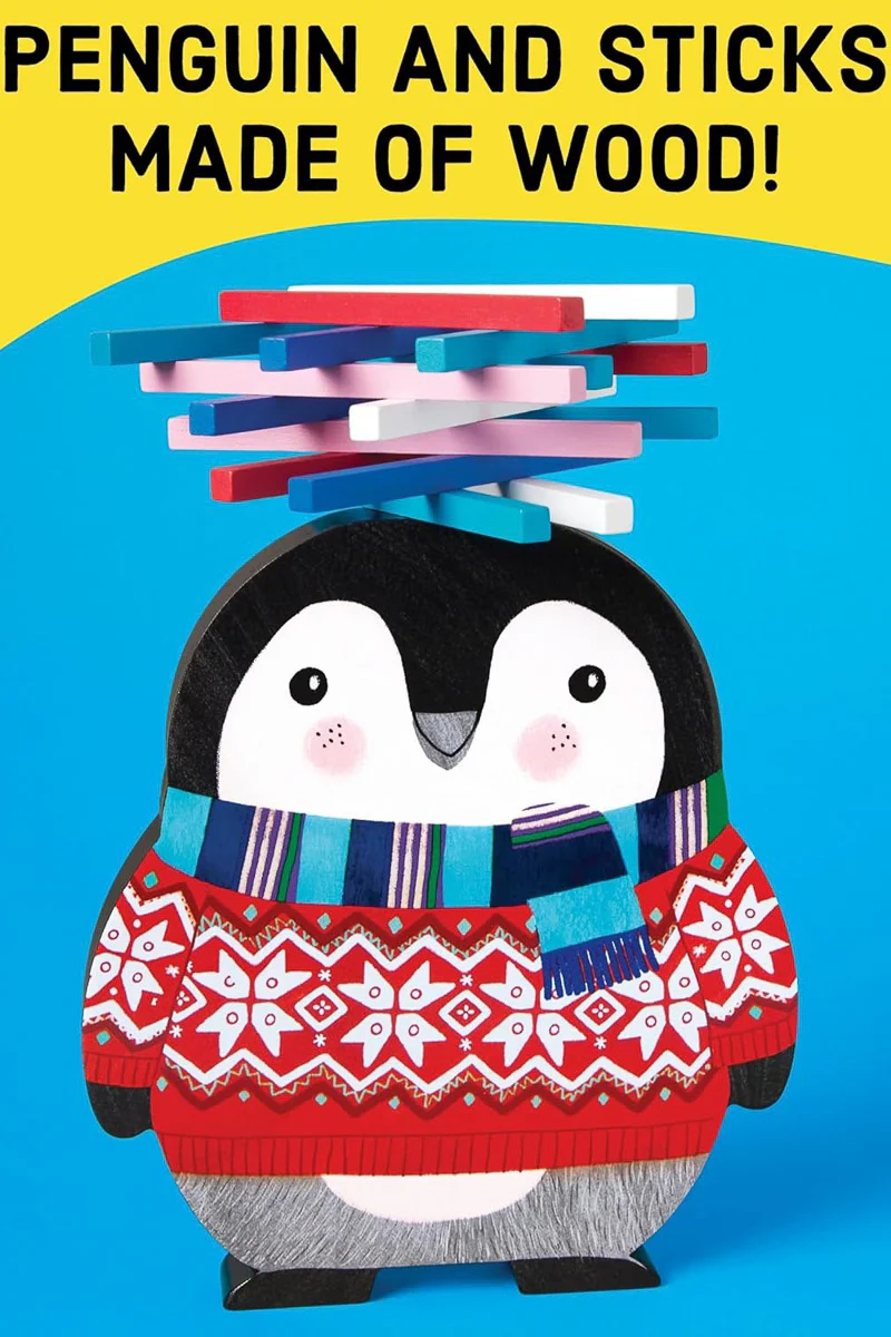Mudpuppy Penguin Stack-Up! Wooden Family Fun Balancing Game - Image 2