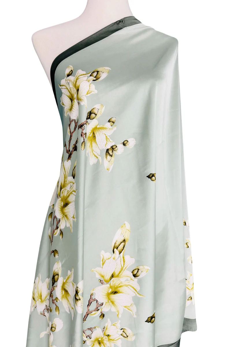 Silky Floral Scarf Aqua/Multi - Image 2