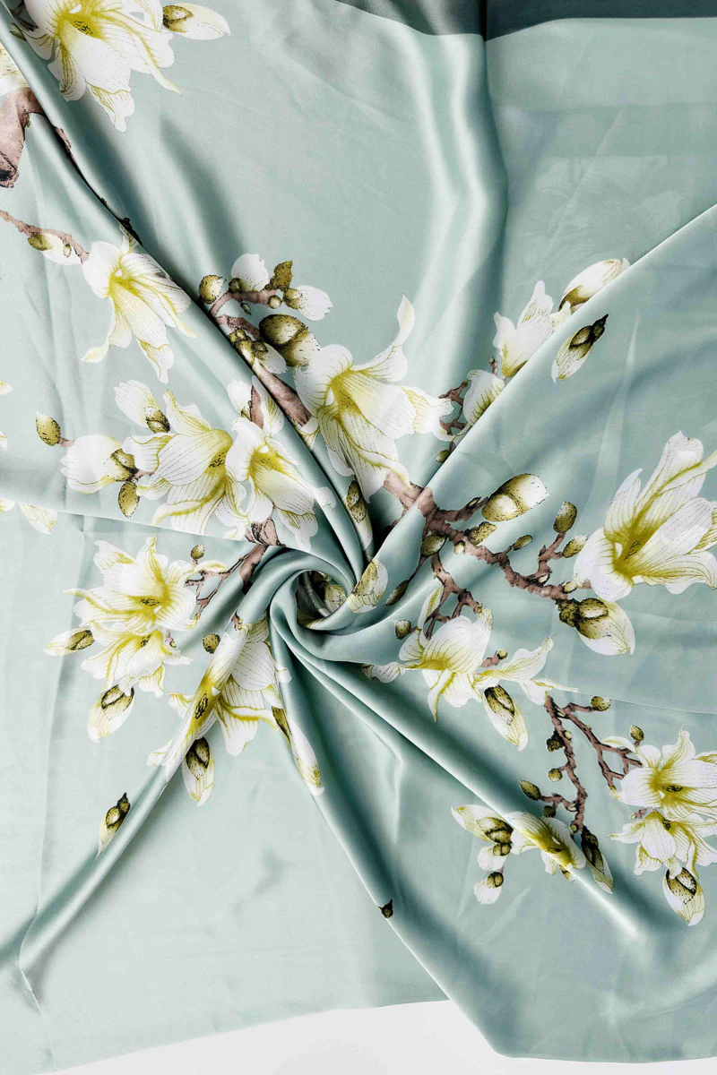 Silky Floral Scarf Aqua/Multi - Image 3