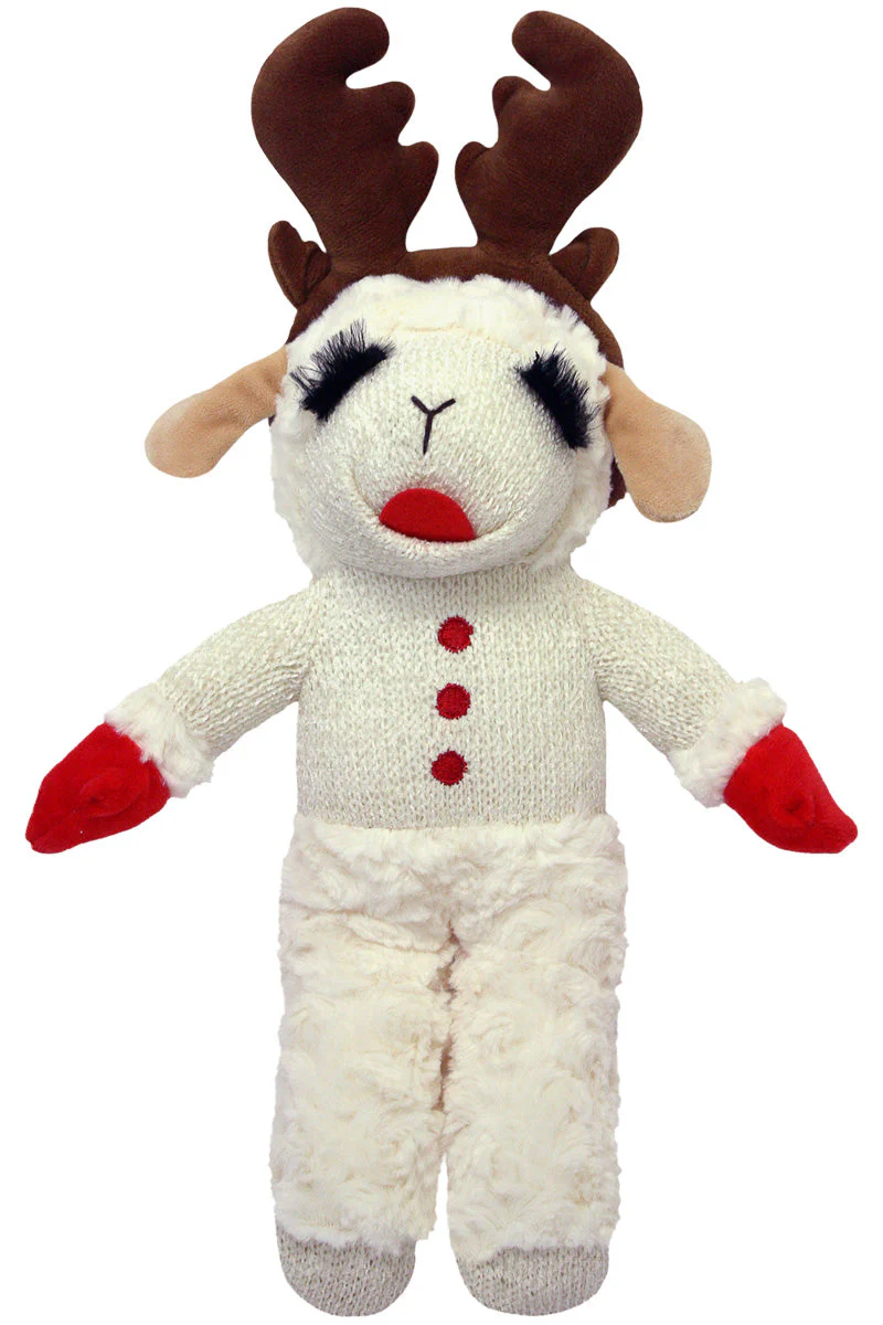 Multipet Holiday Lamb Chop Standing With Antlers 13"