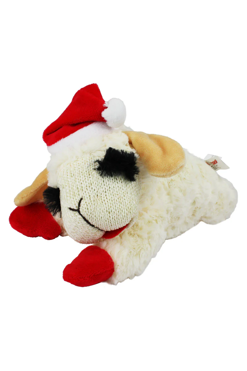 Multipet Holiday Lamb Chop With Santa Hat 10.5"