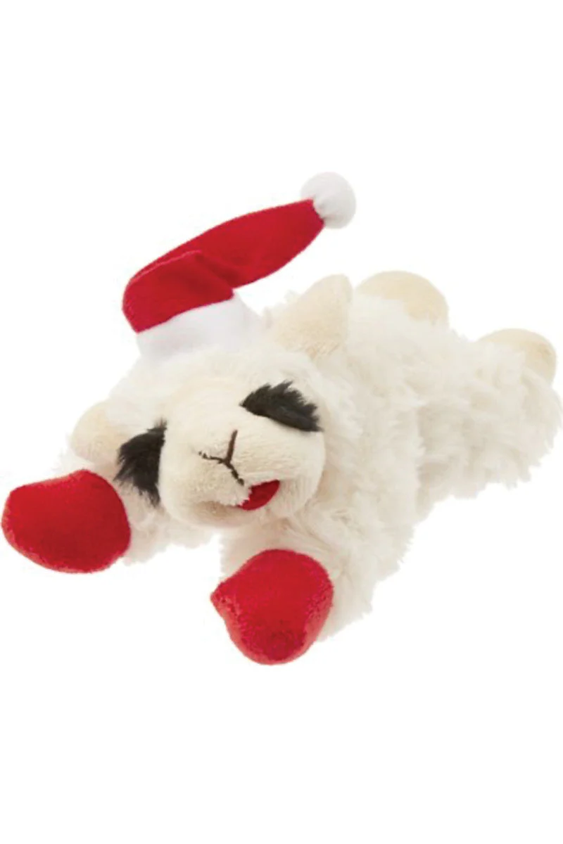 Multipet Holiday Lamb Chop With Santa Hat 6.5"
