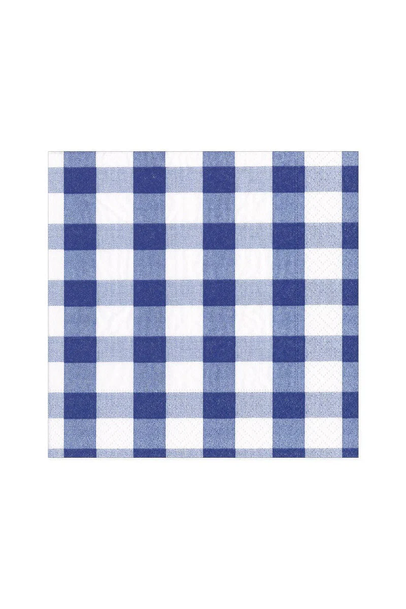 Caspari Gingham Blue Cocktail Napkins