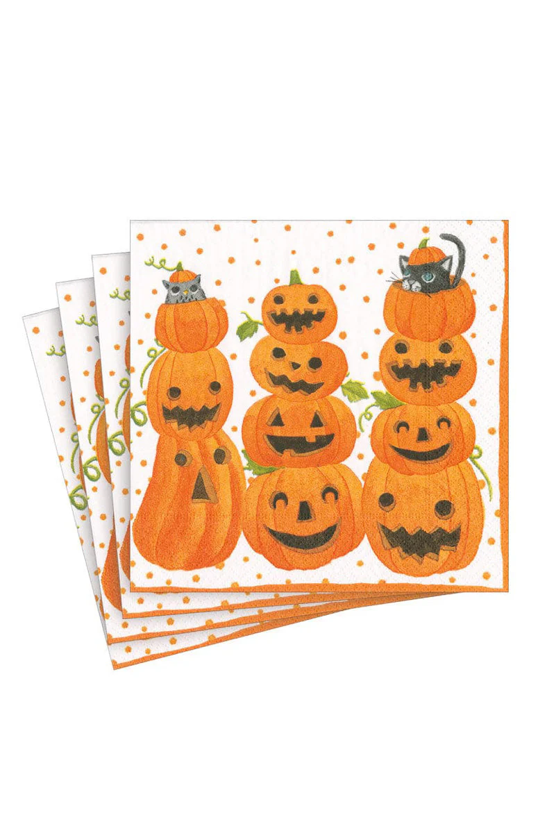 Caspari Jack O'Lanterns Cocktail Napkins