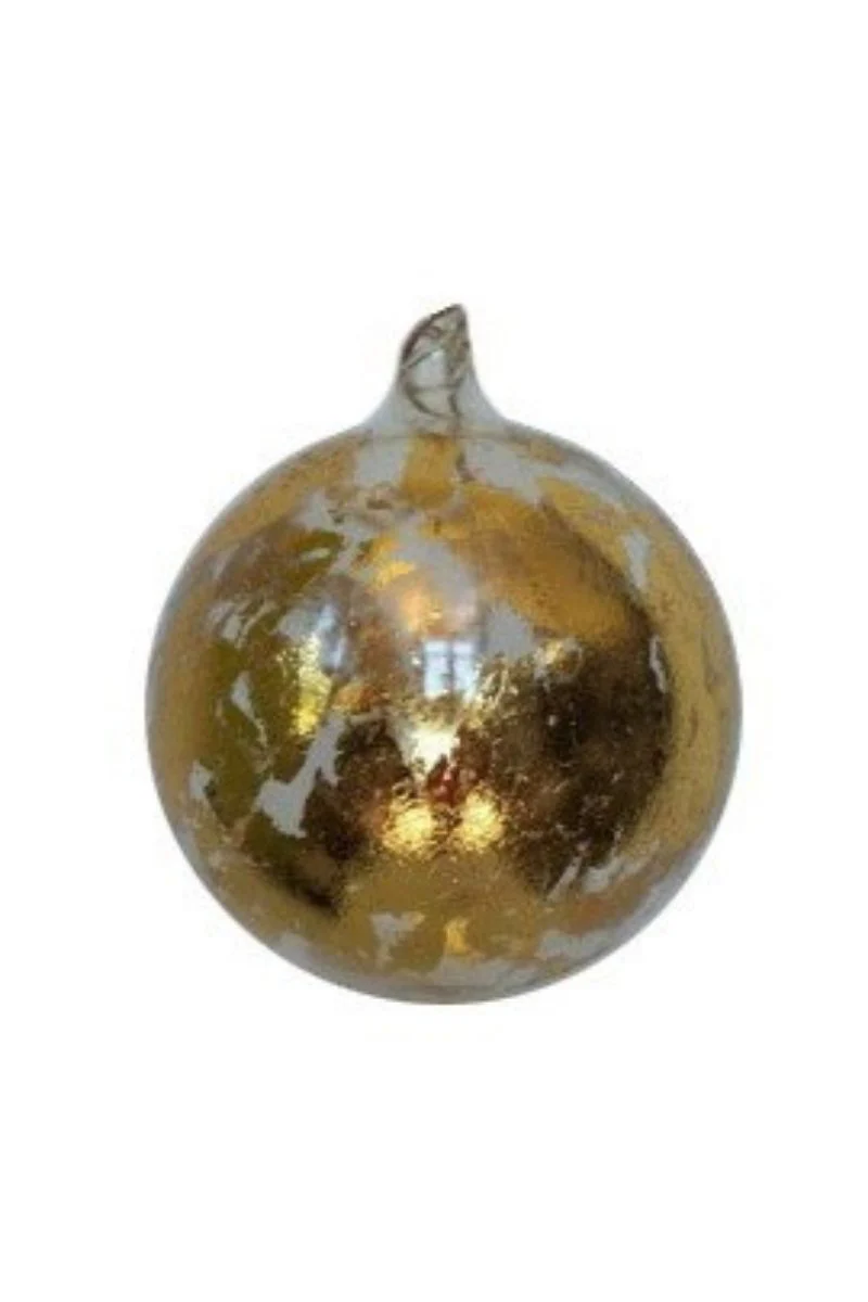 Metallic Leaf Ball Ornament Clear Gold