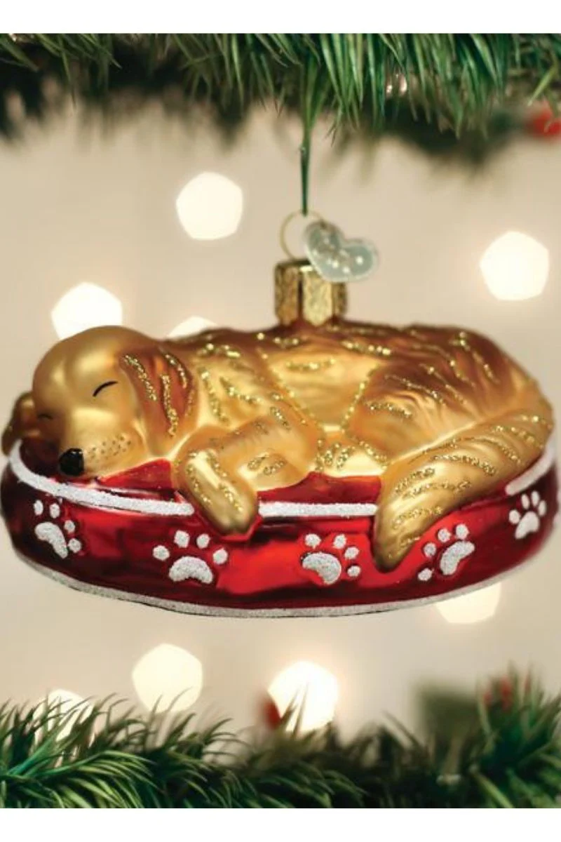 Sleepy Golden Retriever Ornament