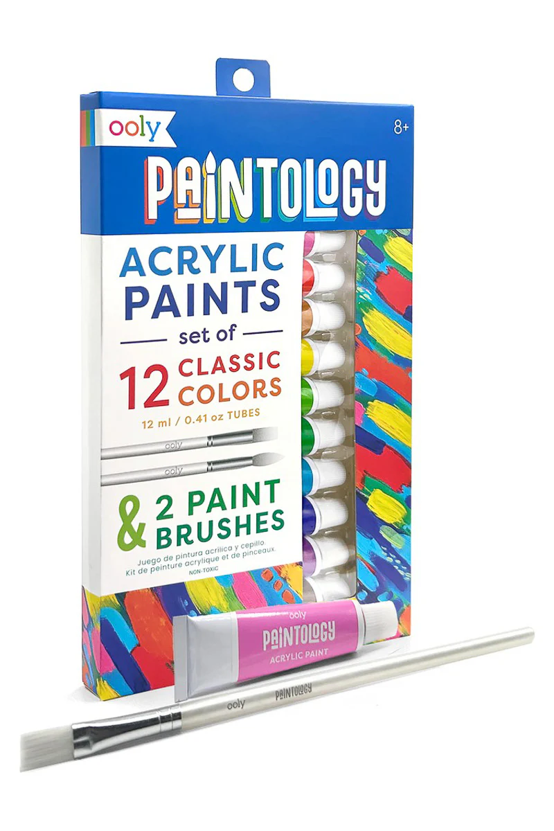 OOLY Paintology Acrylic Paints with 2 Brushes Classic