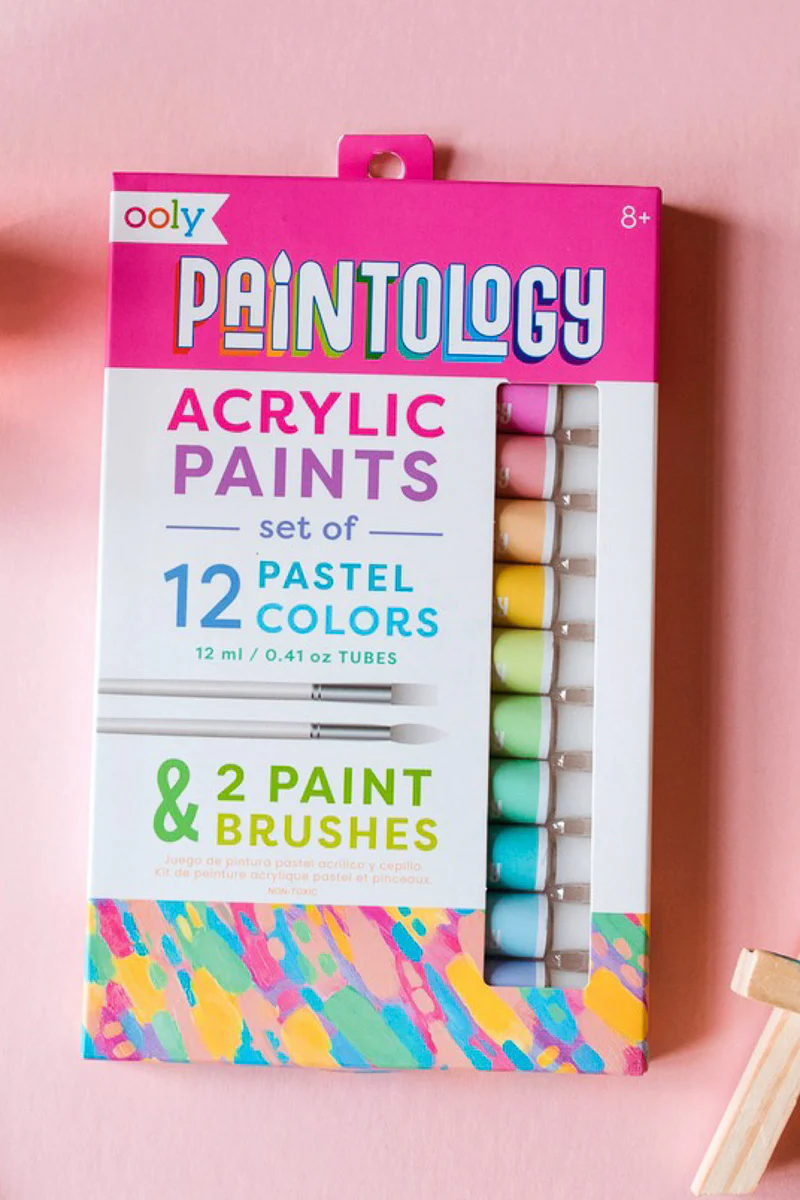 OOLY Paintology Acrylic Paints with 2 Brushes Pastel