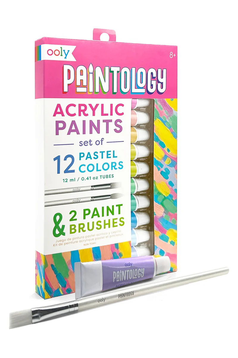 OOLY Paintology Acrylic Paints with 2 Brushes Pastel - Image 3