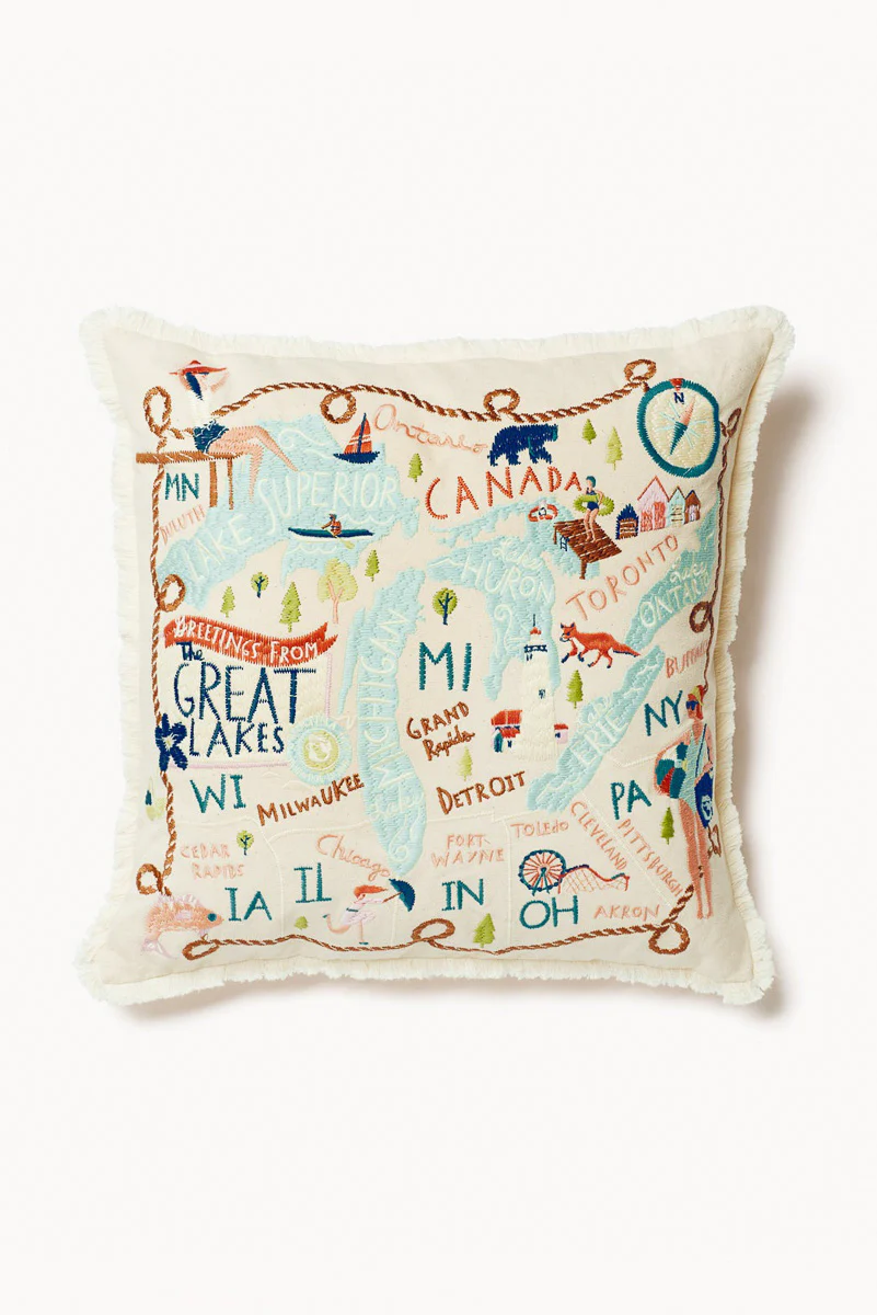 Spartina Great Lakes Embroidered Pillow