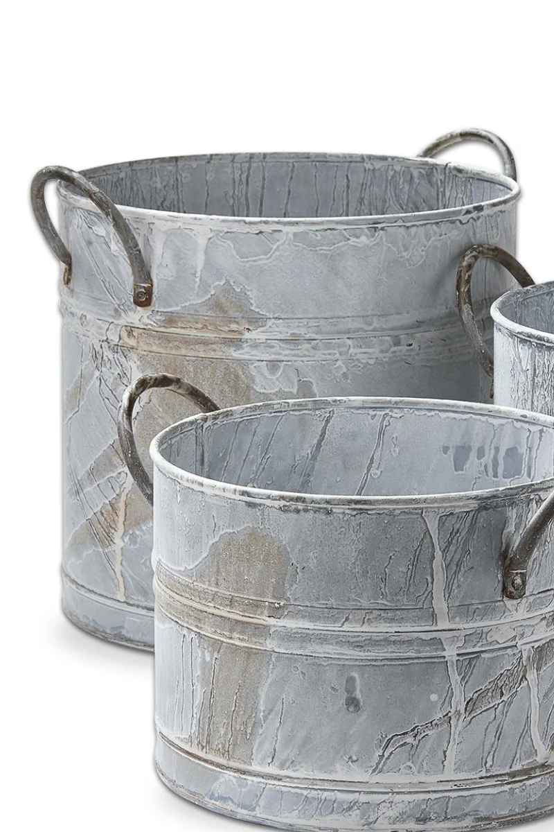 Antiqued Bucket Planter Large