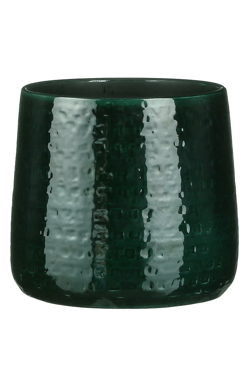 PLANTER, FLANA 9.5" ROUND GRN