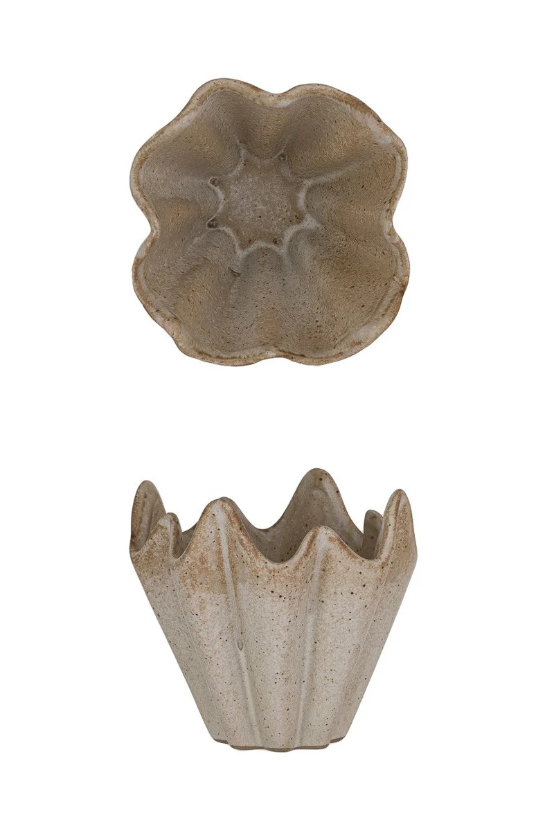 Stoneware Pleated Planter Cream