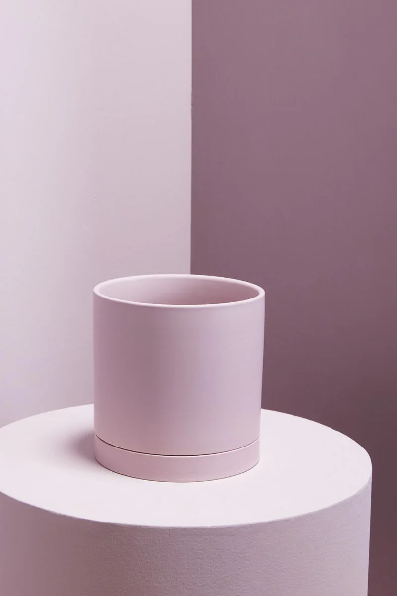 Romey Pot with Saucer 8"x 8" Pink