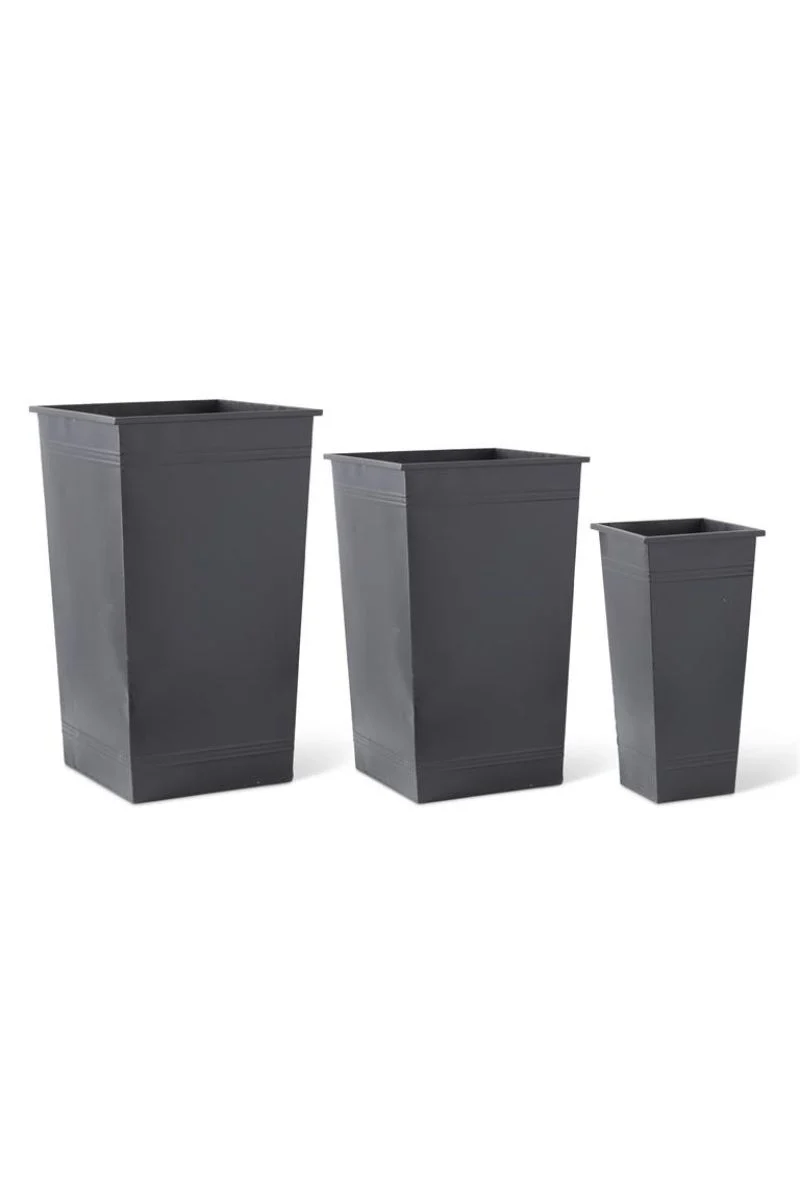 Tall Square Metal Planter Large Black