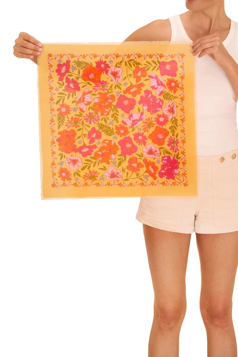 Powder Design Cotton Bandana Sketched Florals Mustard - Image 2