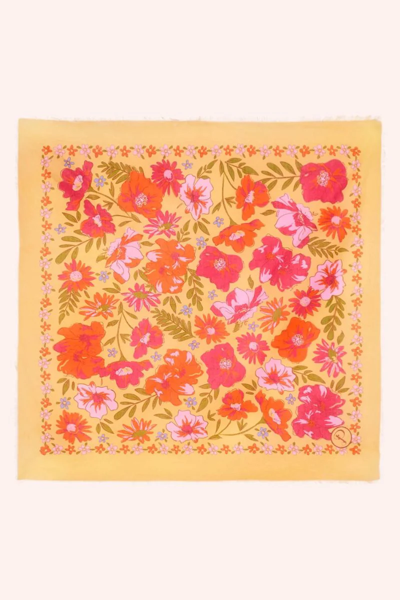 Powder Design Cotton Bandana Sketched Florals Mustard - Image 3