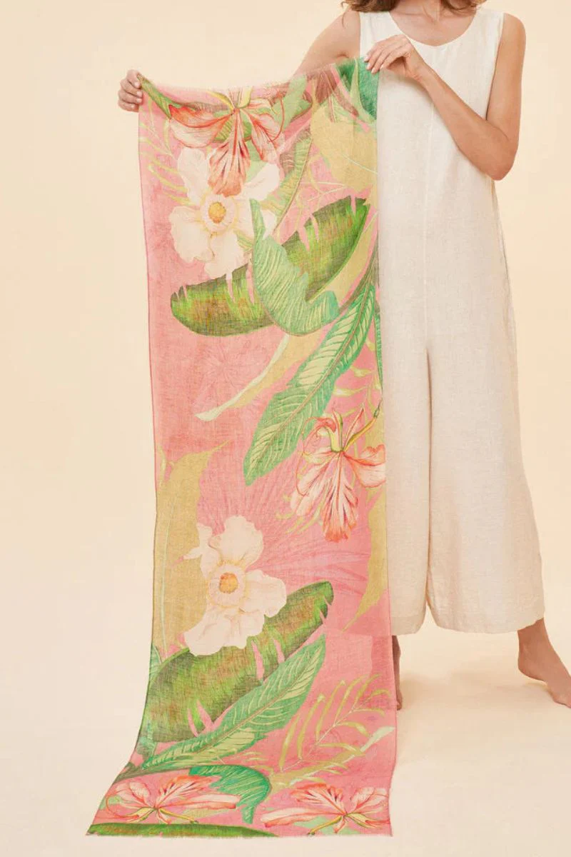 Powder Design Delicate Tropical Candy 100% Linen Scarf - Image 2