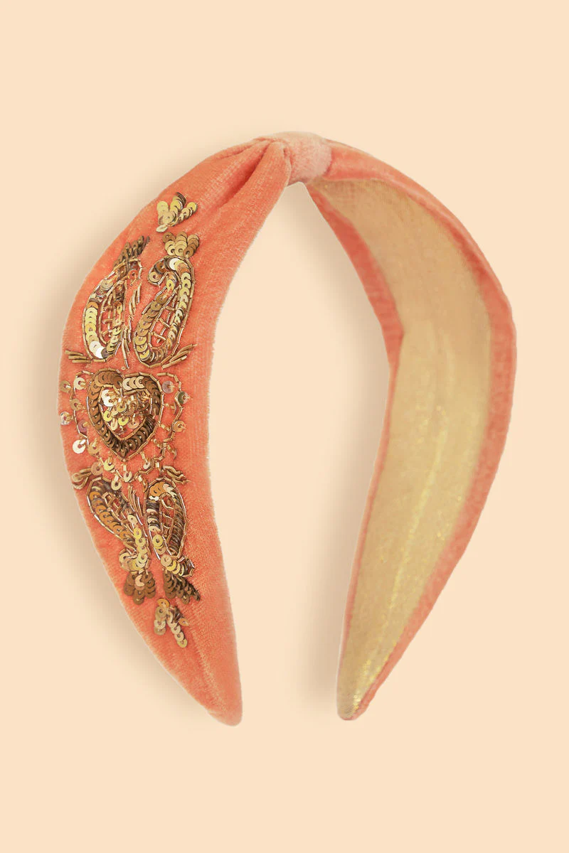 Powder Design Embellished Headband Coral Heart - Image 2