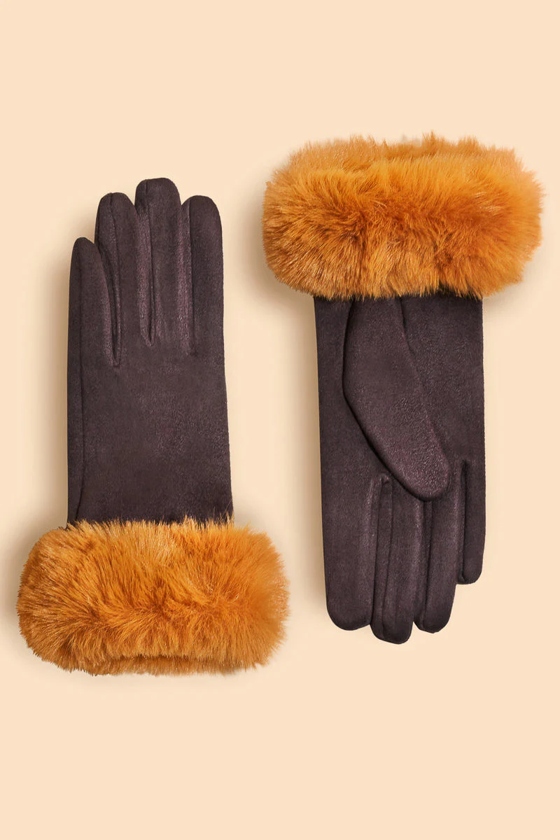 Powder Design Bettina FF Cuff Gloves Chocolate/Mustard - Image 2