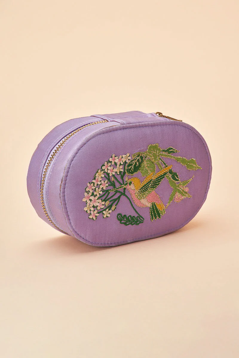 Powder Design Embroidered Jewelry Box Hummingbird