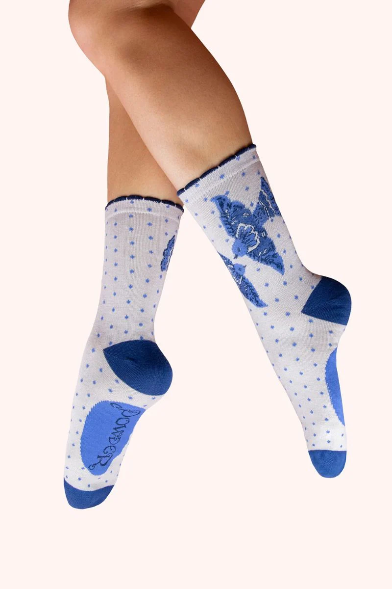 Powder Design Ladies Ankle Socks Blue Birds