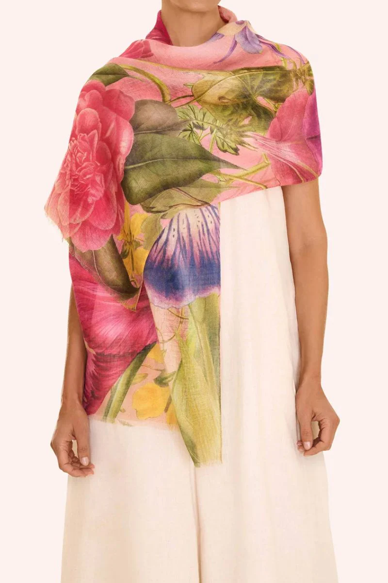 Powder Design Linen/Cotton Floral Study Scarf Peta