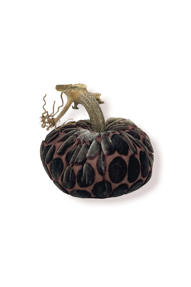 Plush Pumpkin Velvet Pumpkin 6" Green Gold Dot - Image 2
