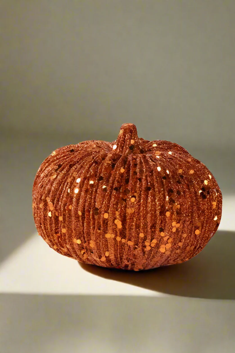 Orange Glitter and Sequin Pumpkin 8"