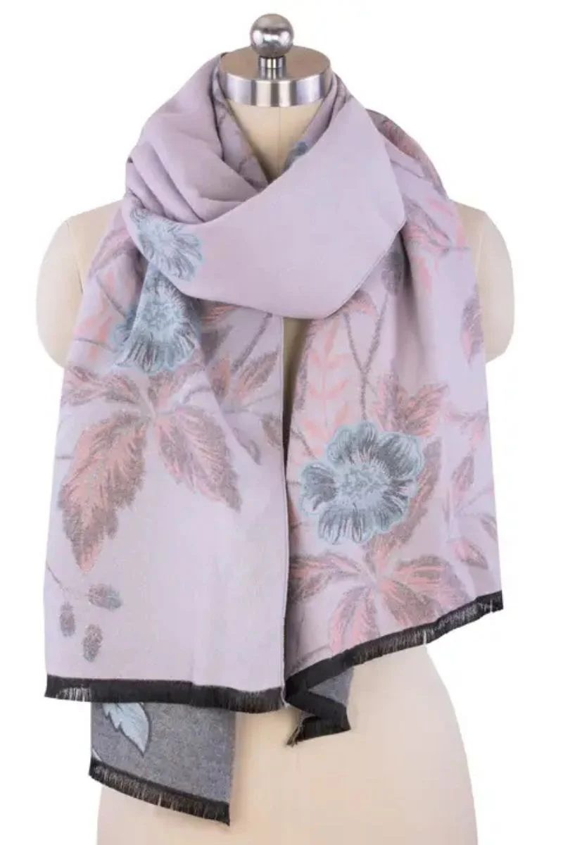 Reversible Floral Scarf Pink Grey - Image 3
