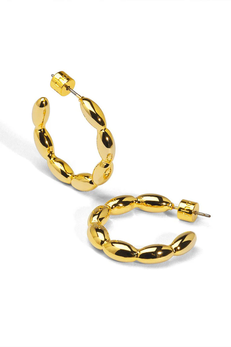 Rho Beaded Chunky Hoop Earrings Gold - Image 2