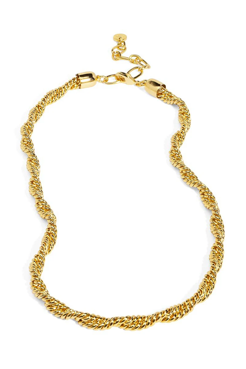 Rho Braided Twisting Links Collar Necklace Gold - Image 2