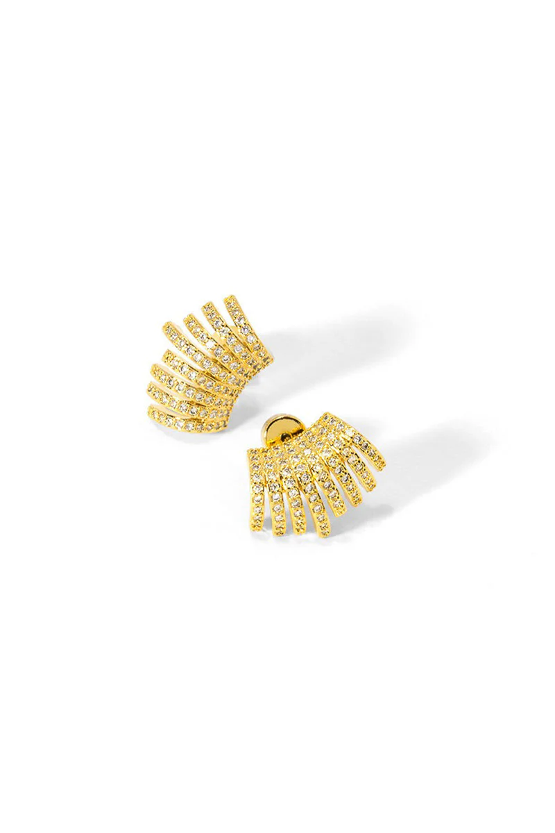 Rho Sunbeam Pave Stud Earrings Gold - Image 2