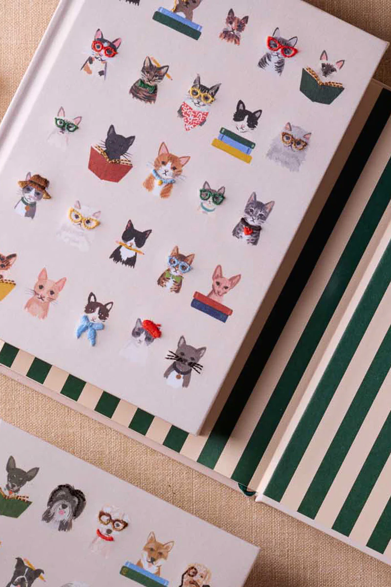Rifle Paper Co. Studious Cats Embroidered Journal - Image 2
