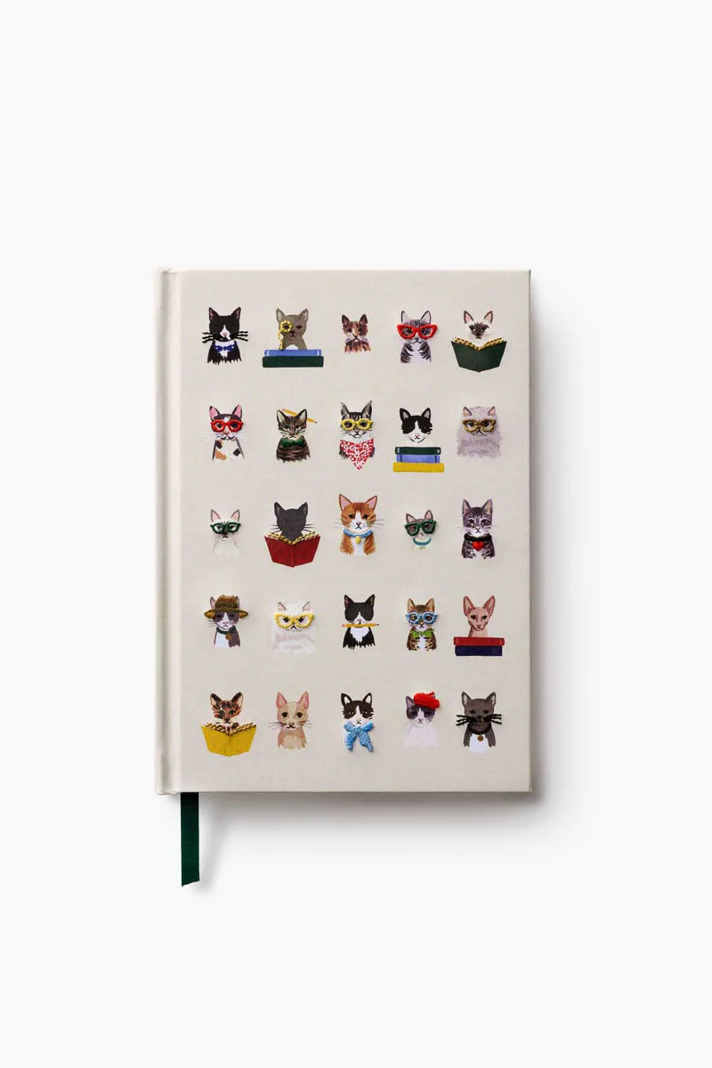 Rifle Paper Co. Studious Cats Embroidered Journal - Image 3