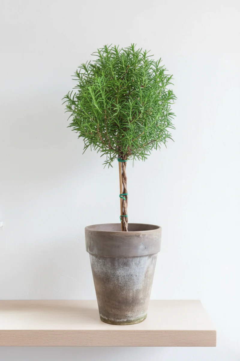Rosemary, Topiary (Single Ball) 4" Grey Clay Pot