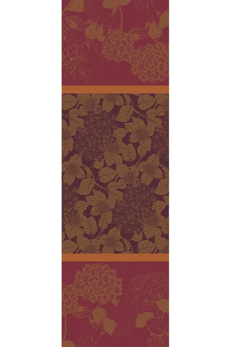 Garnier-Thiebaut Hortensias Table Runner 21"x69" Rouille - Image 2
