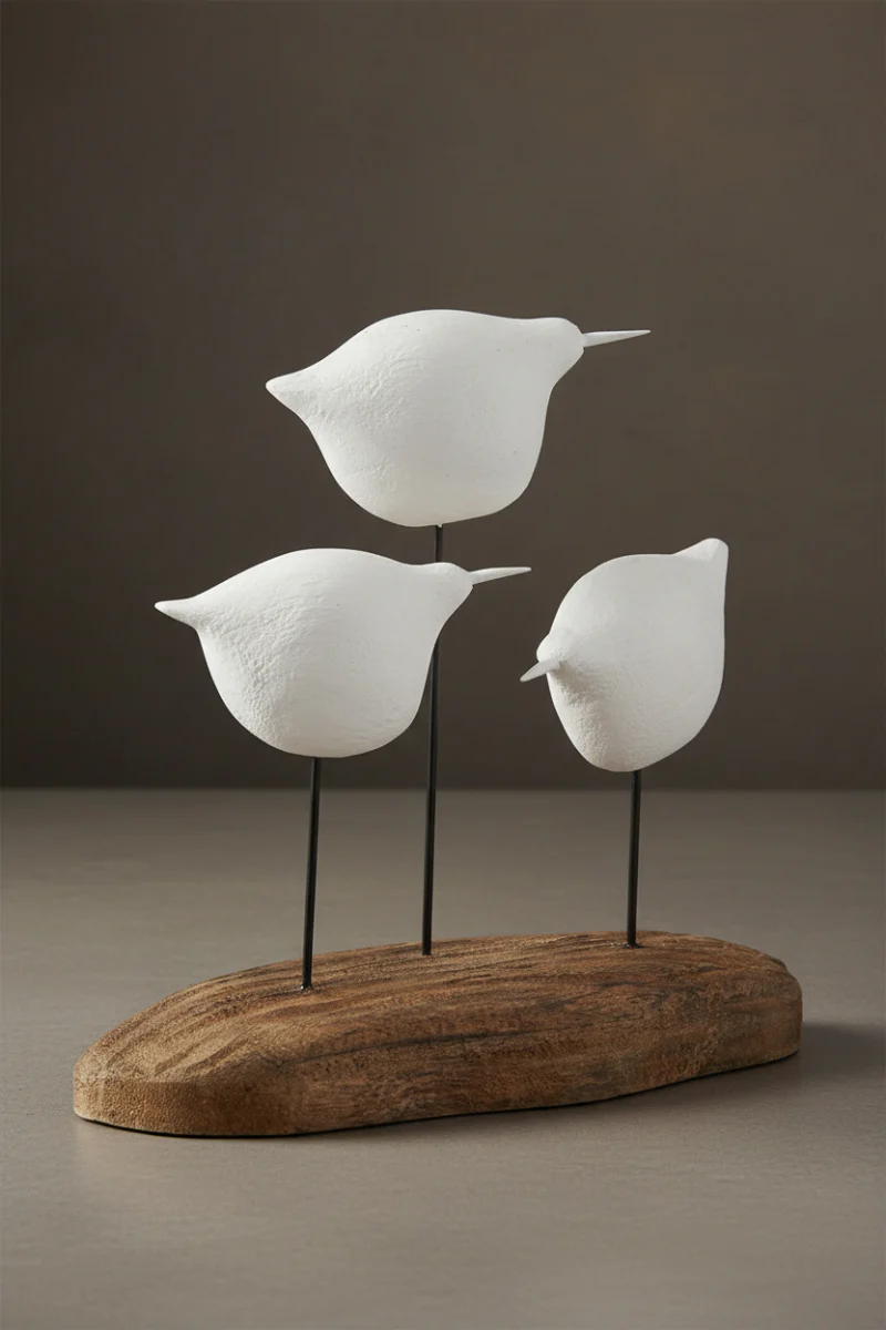 Seagull Spindles on Driftwood Base 6.5" White