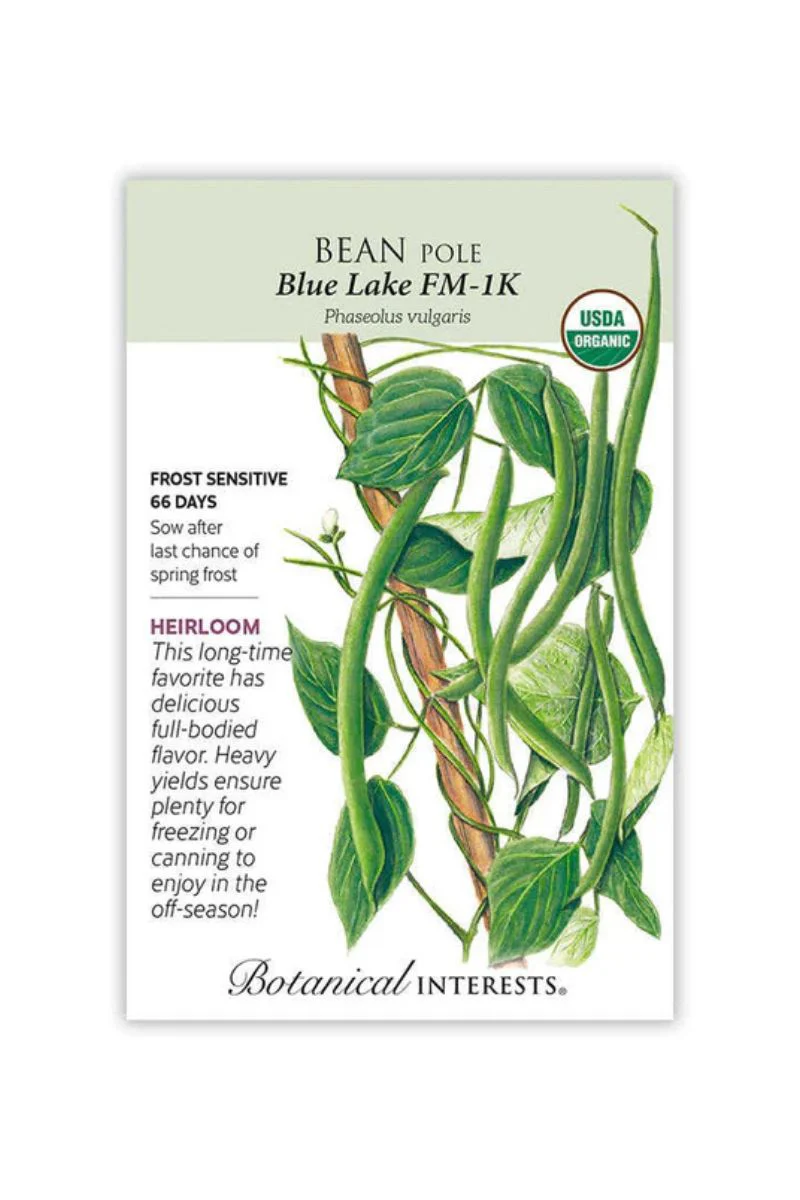 Botanical Interests Blue Lake FM-1K Pole Bean Organic Seeds