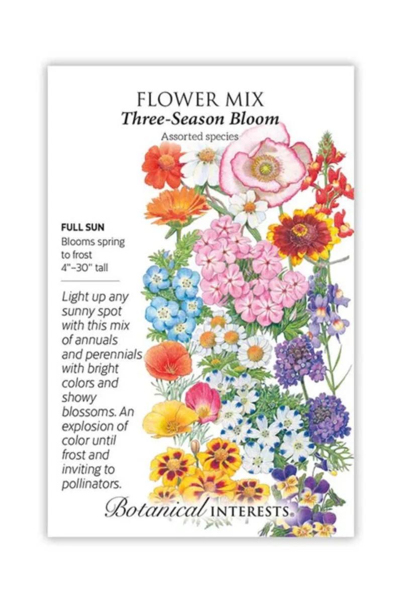 Botanical Interests Three-Season Bloom Flower Mix Seeds