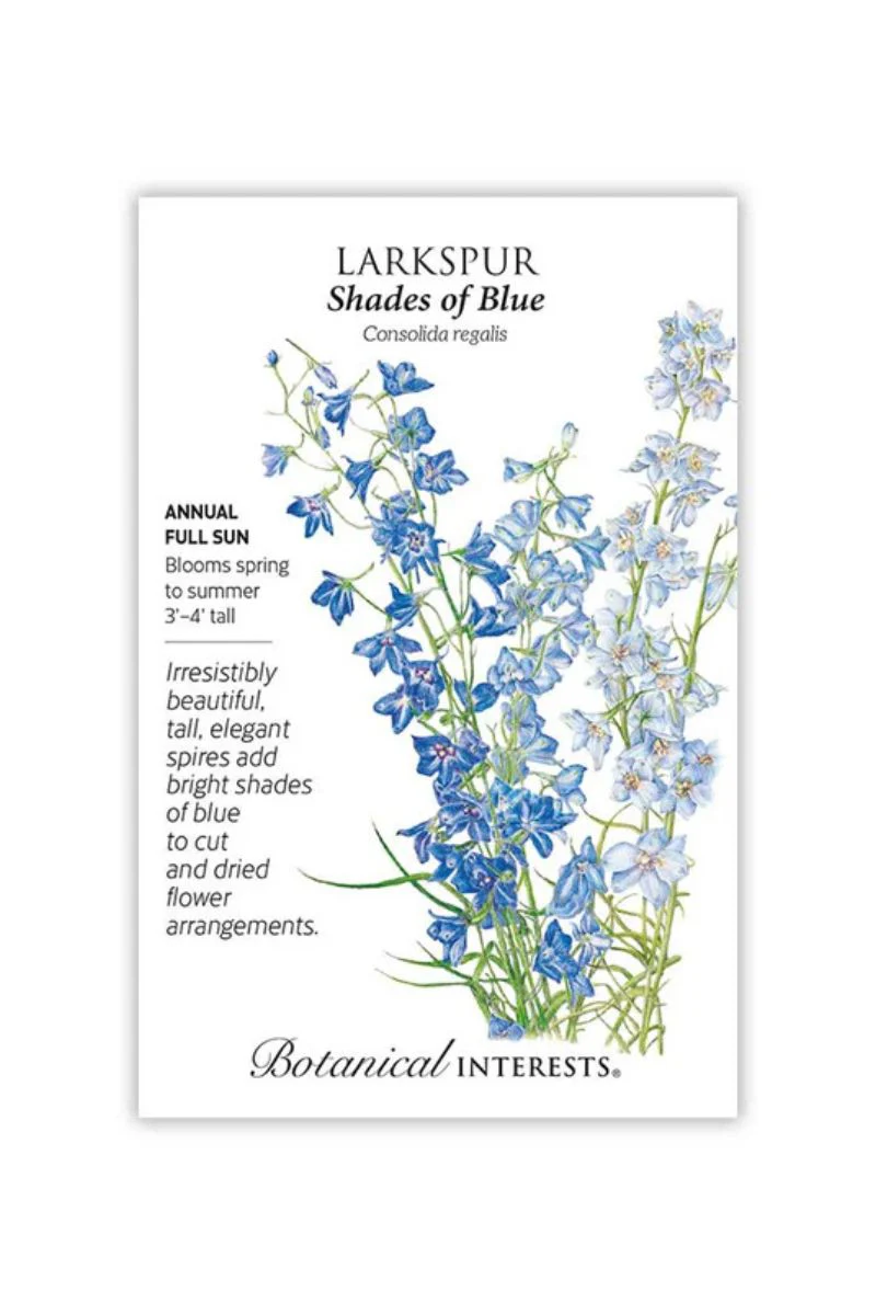 Botanical Interests Shades of Blue Larkspur Seeds