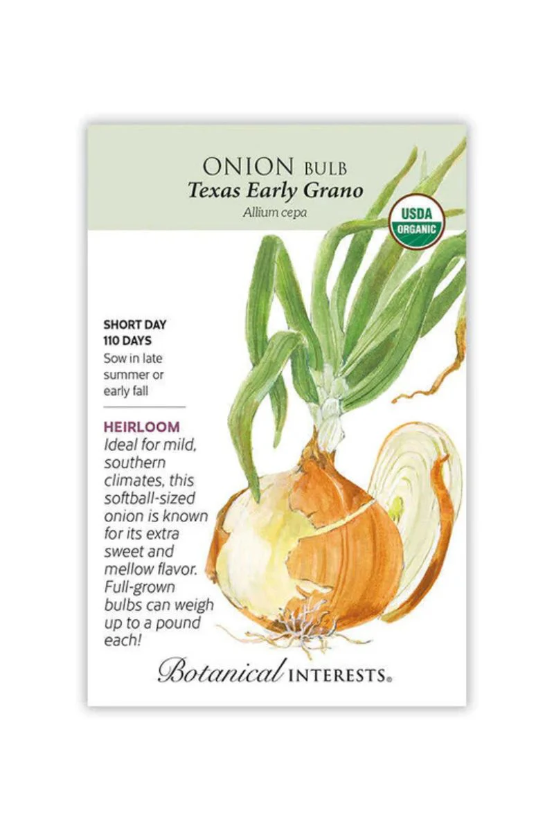 Botanical Interests Texas Early Grano Bulb Onion Organic Seeds