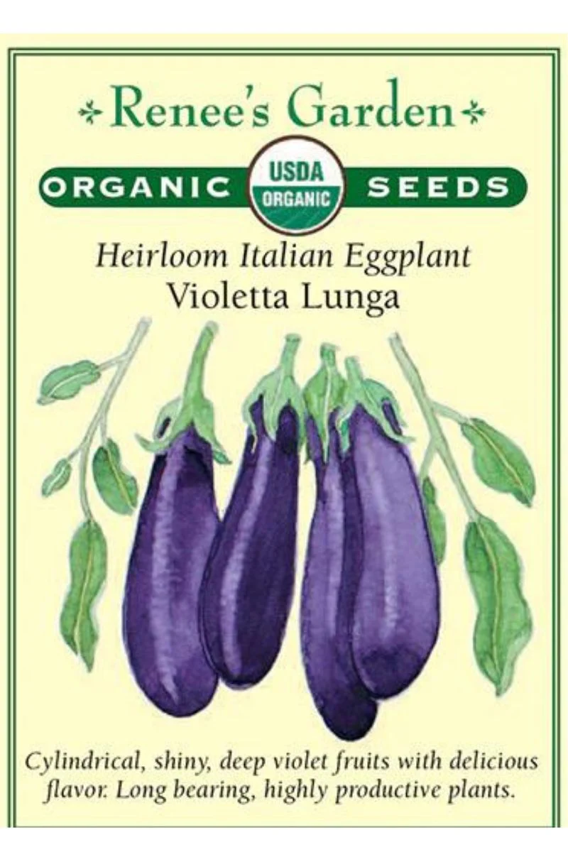 Renee's Garden Heirloom Italian Eggplant Violetta Lunga Organic Seeds